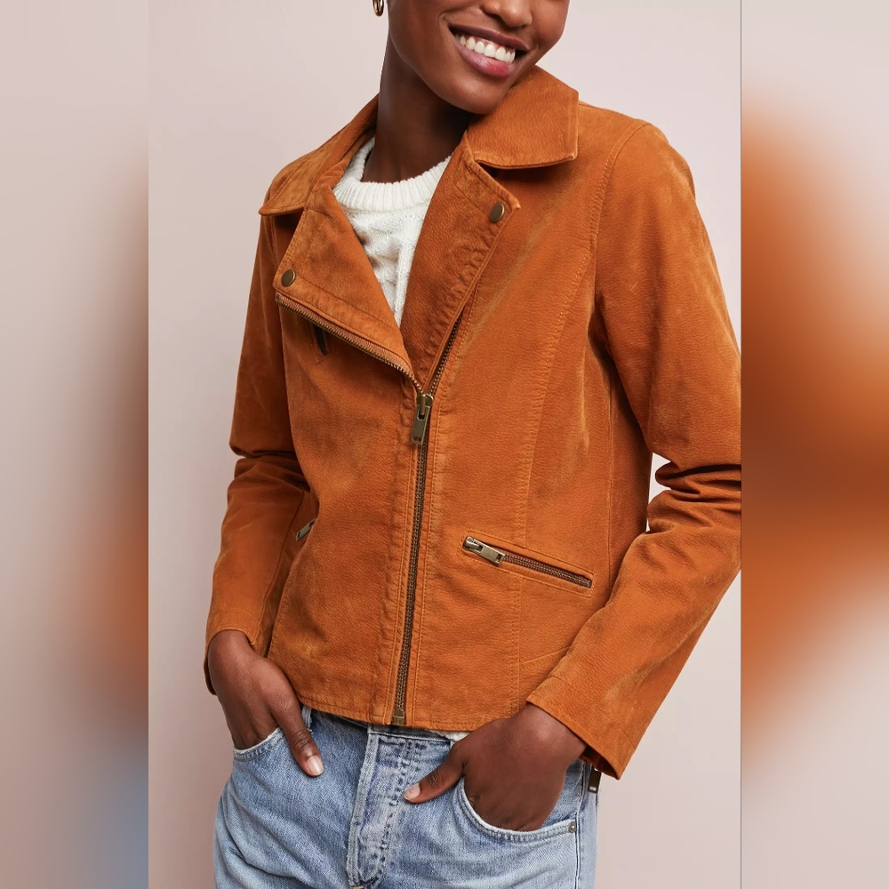 Anthropologie ett:twa Biddle Moto Jacket Faux Suede XS Extra Small Motorcyle